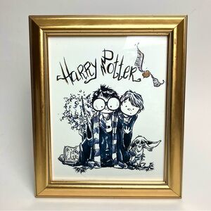 Framed Harry Potter Art Print Hermione Granger Ron Weasley Dobby Elf